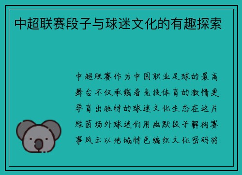 中超联赛段子与球迷文化的有趣探索