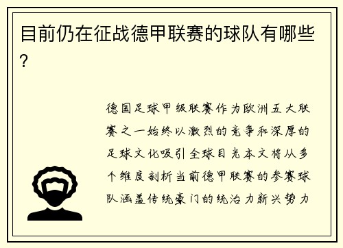 目前仍在征战德甲联赛的球队有哪些？